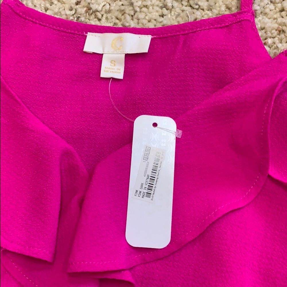 Pink Ruffle Cold Shoulder Top - Picture 5 of 5